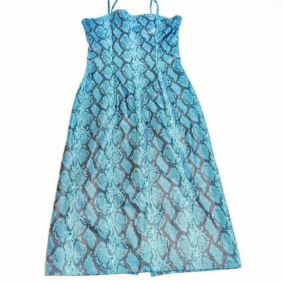 Arden B Blue Snakeprint Patterned Slip Dress Size M - Picture 1 of 6
